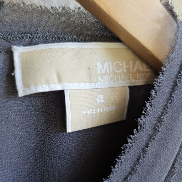 Michael Kors Gray Womens Pleated Blouse Size 4 Semi-sheer - Picture 2 of 6